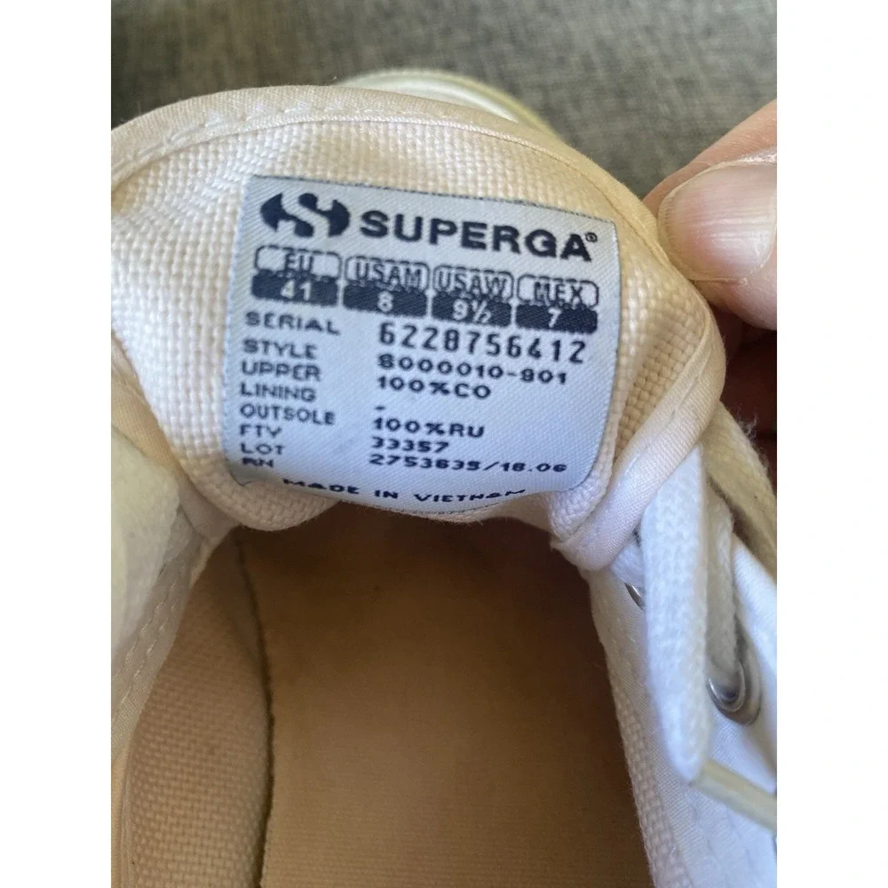 Superga 2750 Cotu Classic White Canvas Sneakers Women Size EU 41 US 9.5 / Men 8